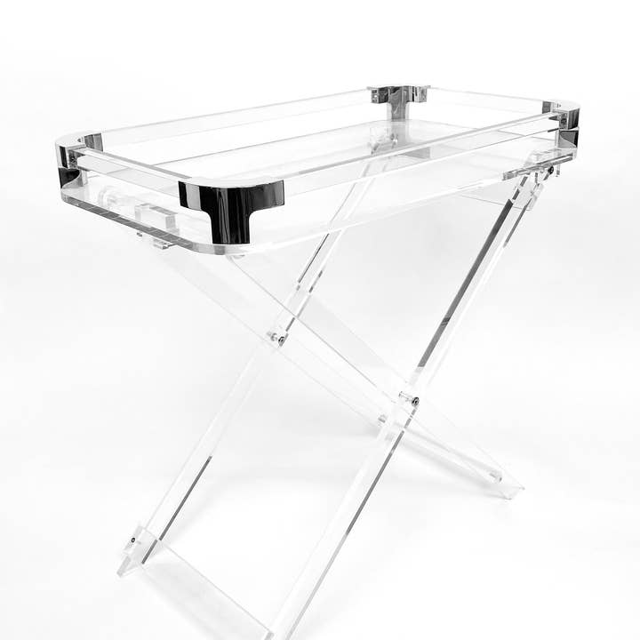 Acrylic Foldable Tray Side Table with Edges - Image 2