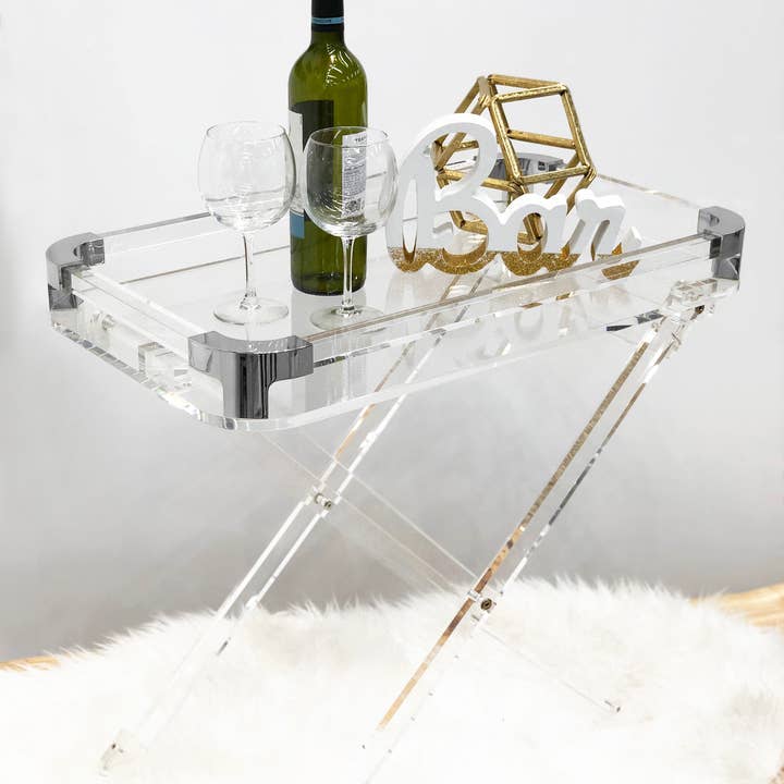 Acrylic Foldable Tray Side Table with Edges - Image 3