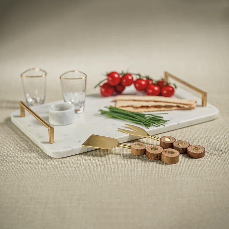 Andria Marble Tray with Gold Metal Handles - Image 2