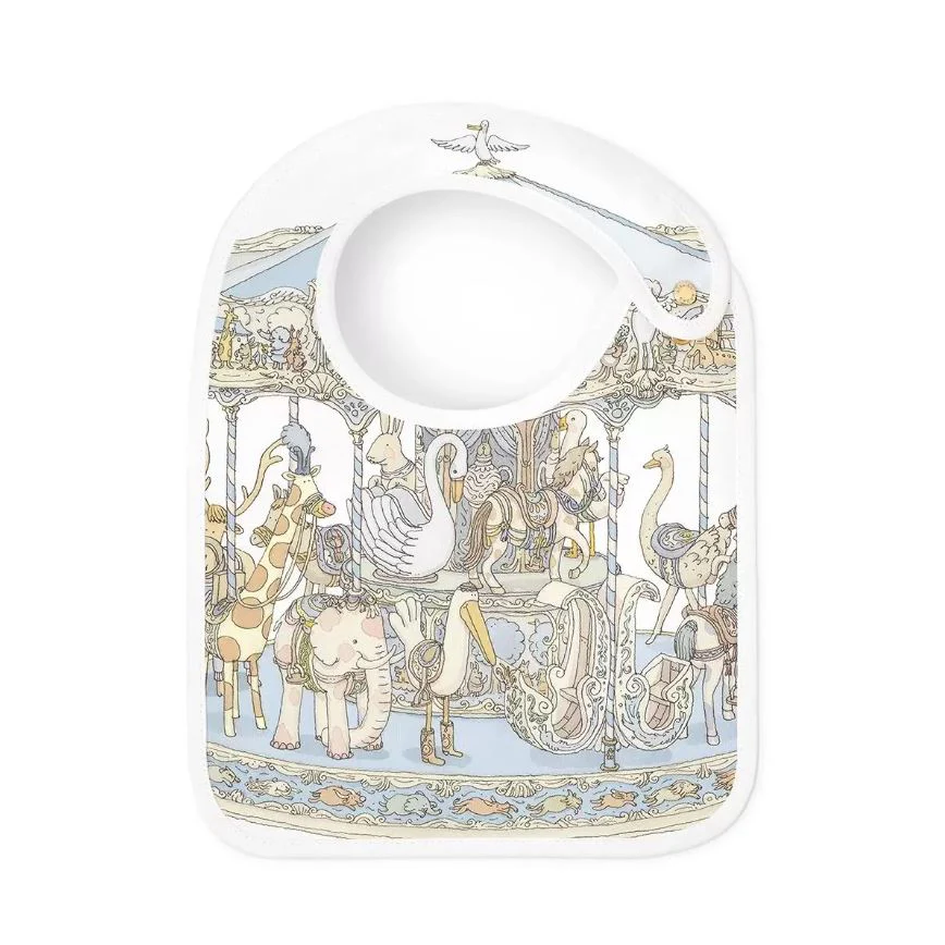 Atelier Choux Carousel Blue Satin Bib - Image 2