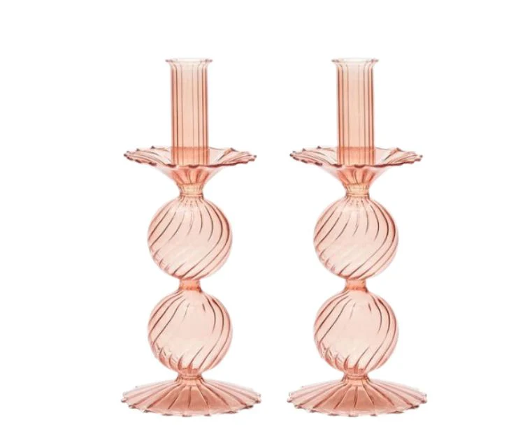 Kim Seybert Bella Blush  Candelstick Set of 2