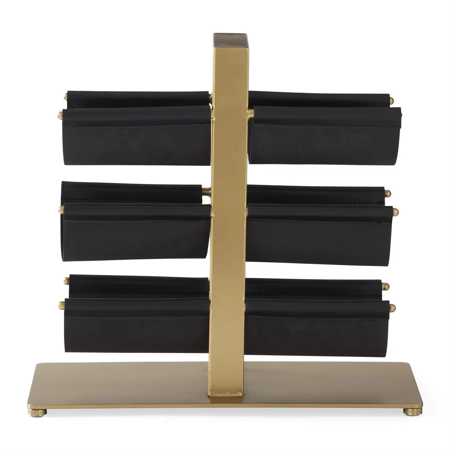 Faux Leather & Brass Wine Bottle Rack - Image 2