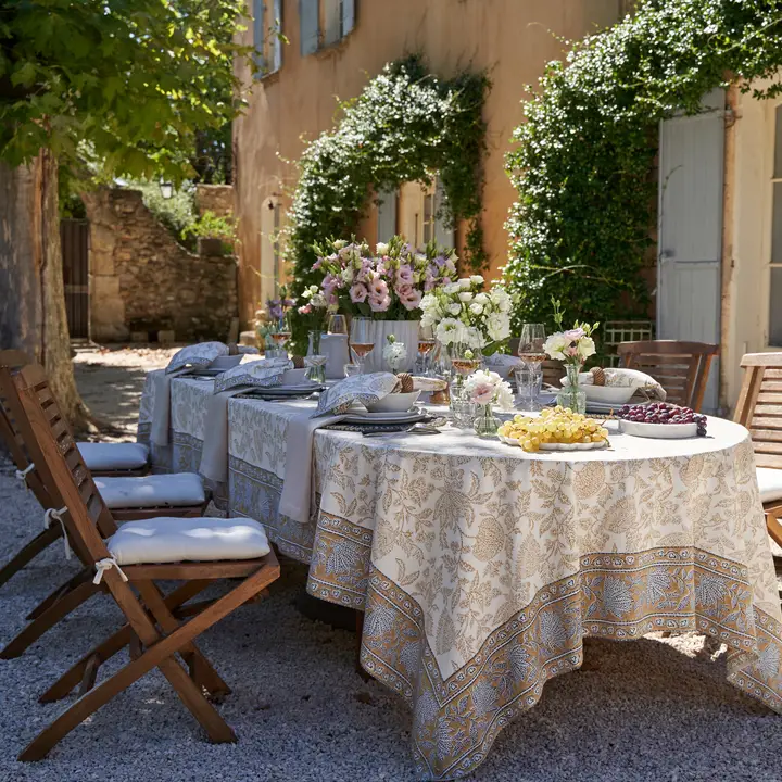 Chloe Blue & Brown Tablecloth - Image 2