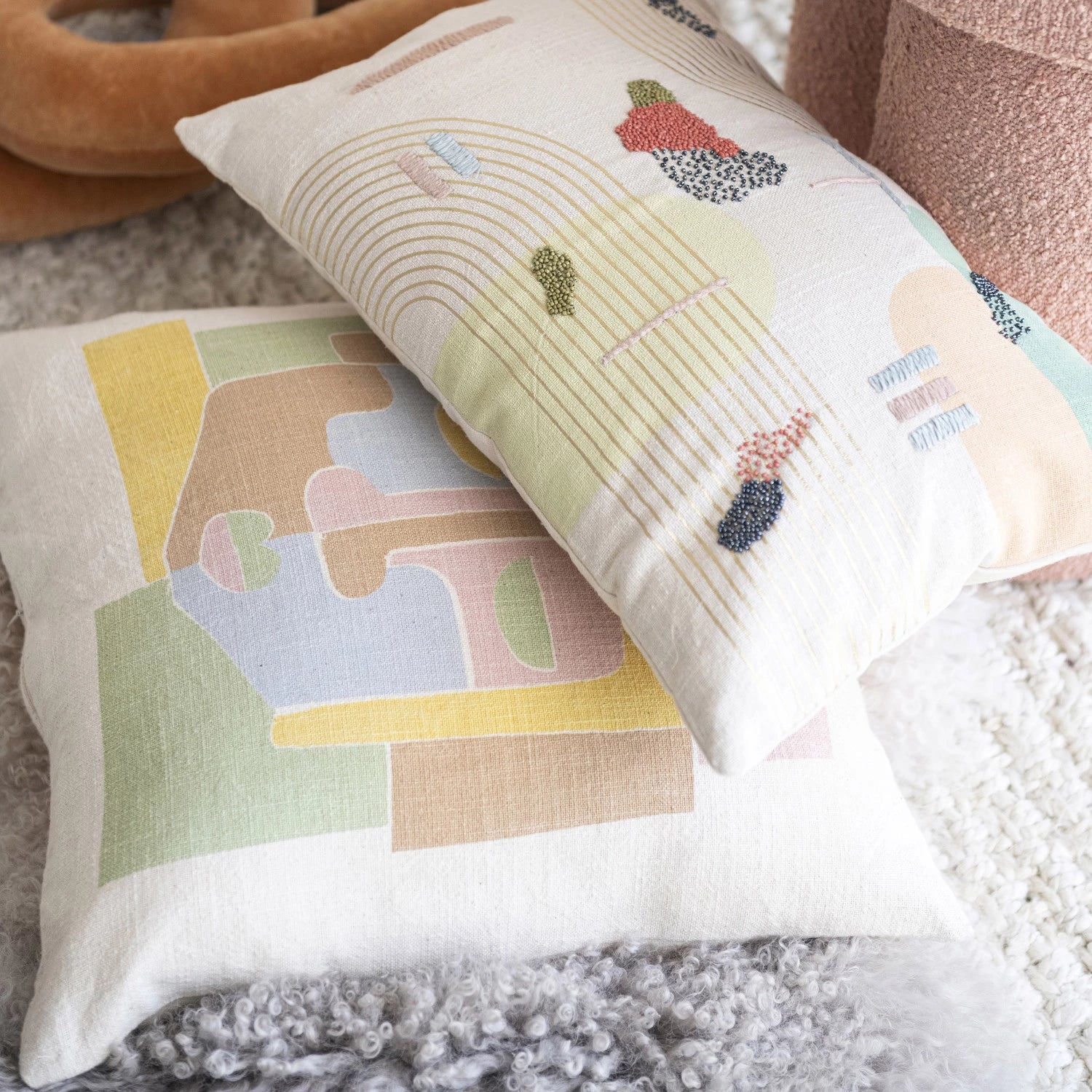 Cotton Slub Printed Lumbar Pillow - Image 2