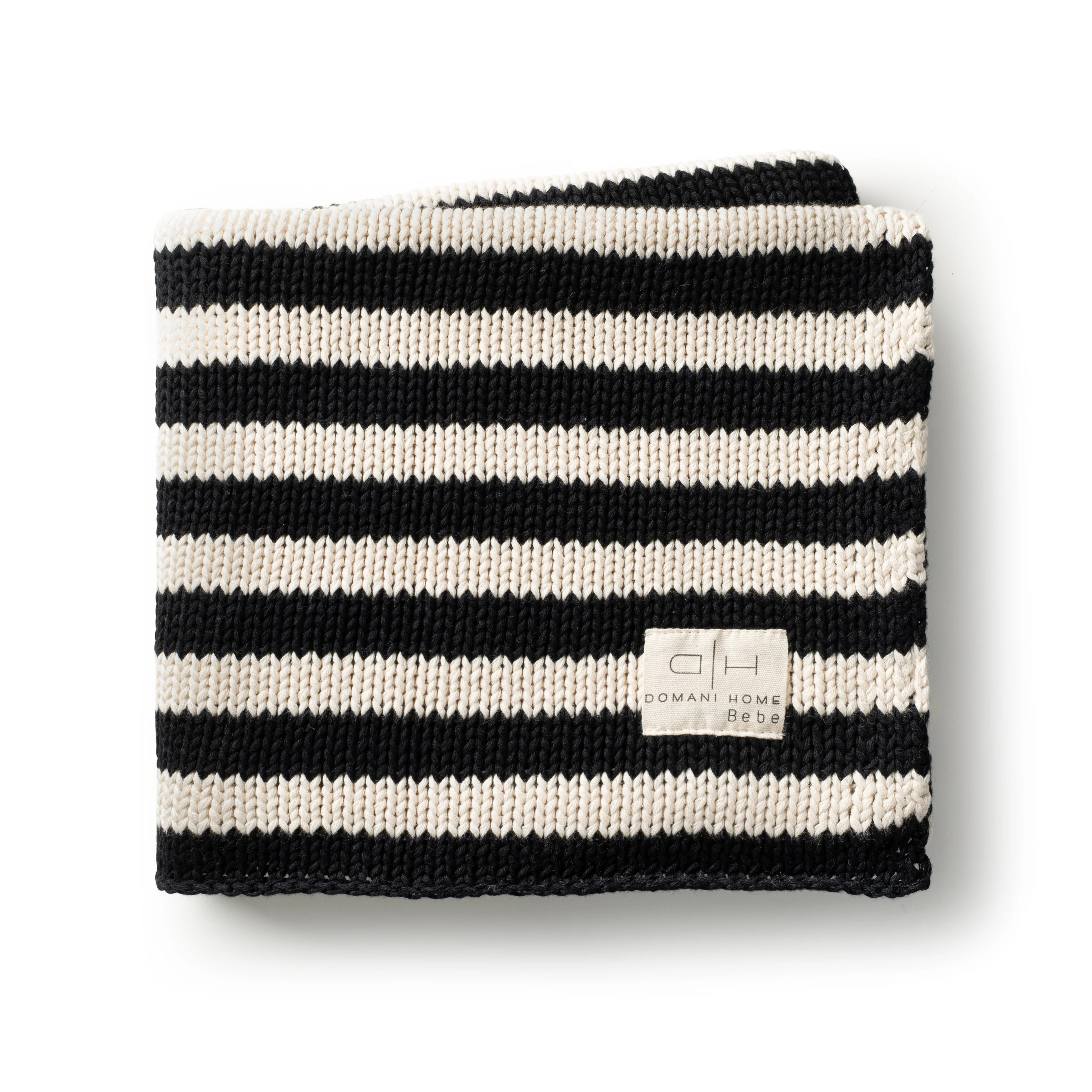 DH Iconic Stripe Knit Baby Blanket Black - Image 2
