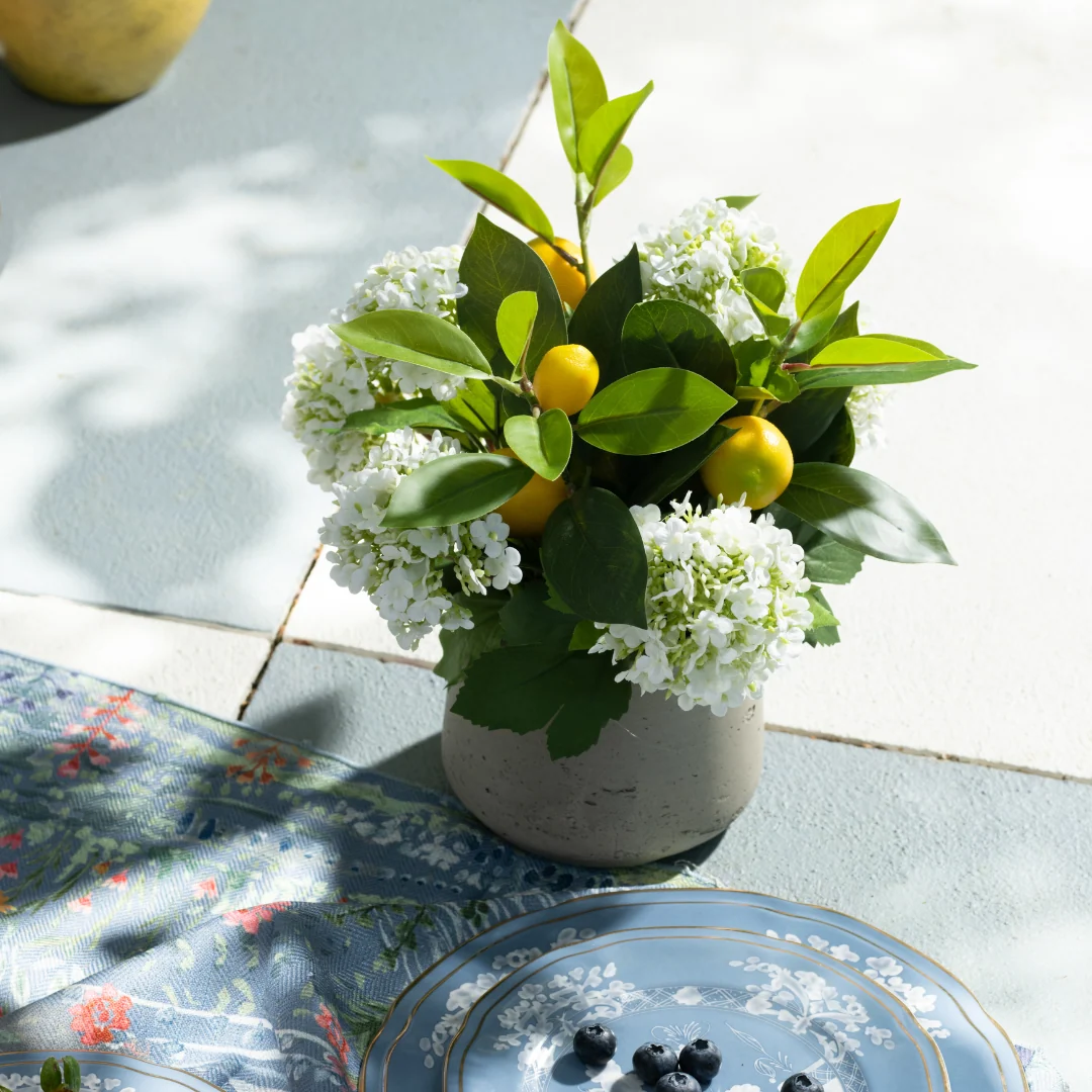 DH Lemons and White Buds in Grey Patt Pot - Image 2