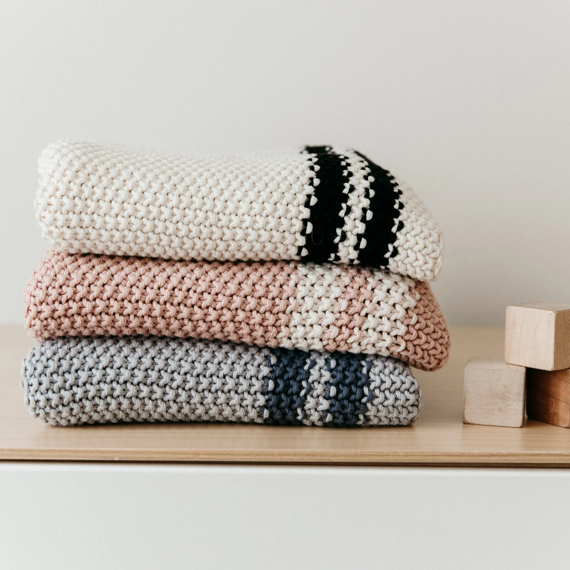 DH Marici Cool Blue Striped Baby Blanket - Image 3