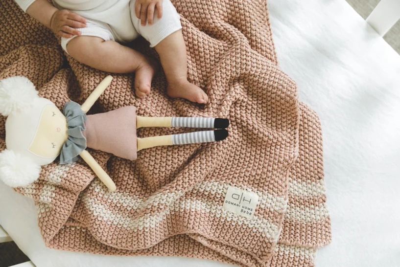 DH Marici Pink Shell Striped Baby Blanket - Image 2
