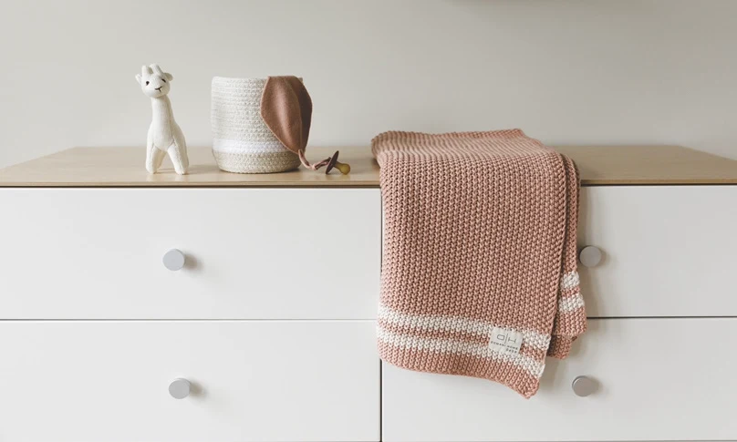 DH Marici Pink Shell Striped Baby Blanket - Image 3