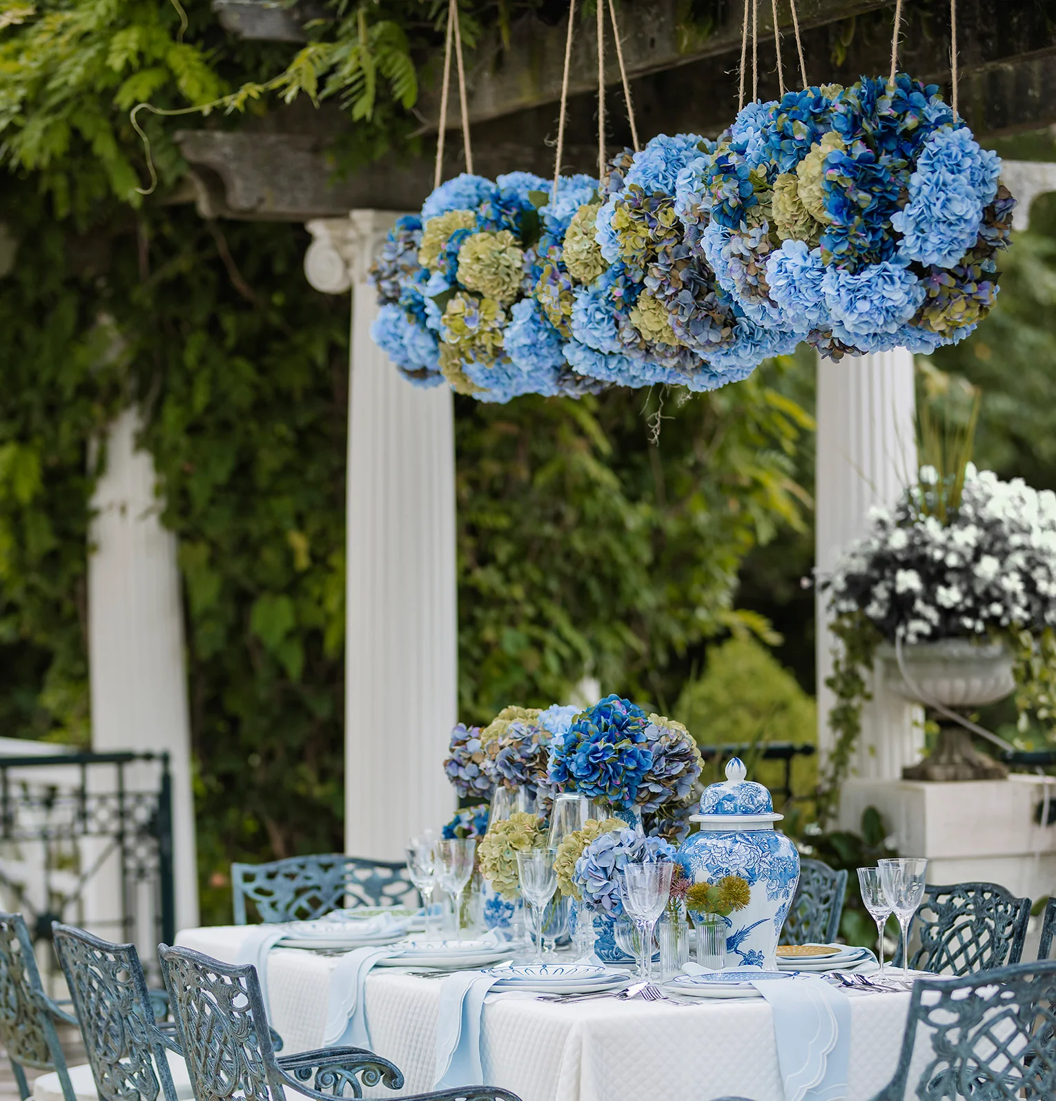 DH Blue Bloom Hydrangea Chandelier - Image 2