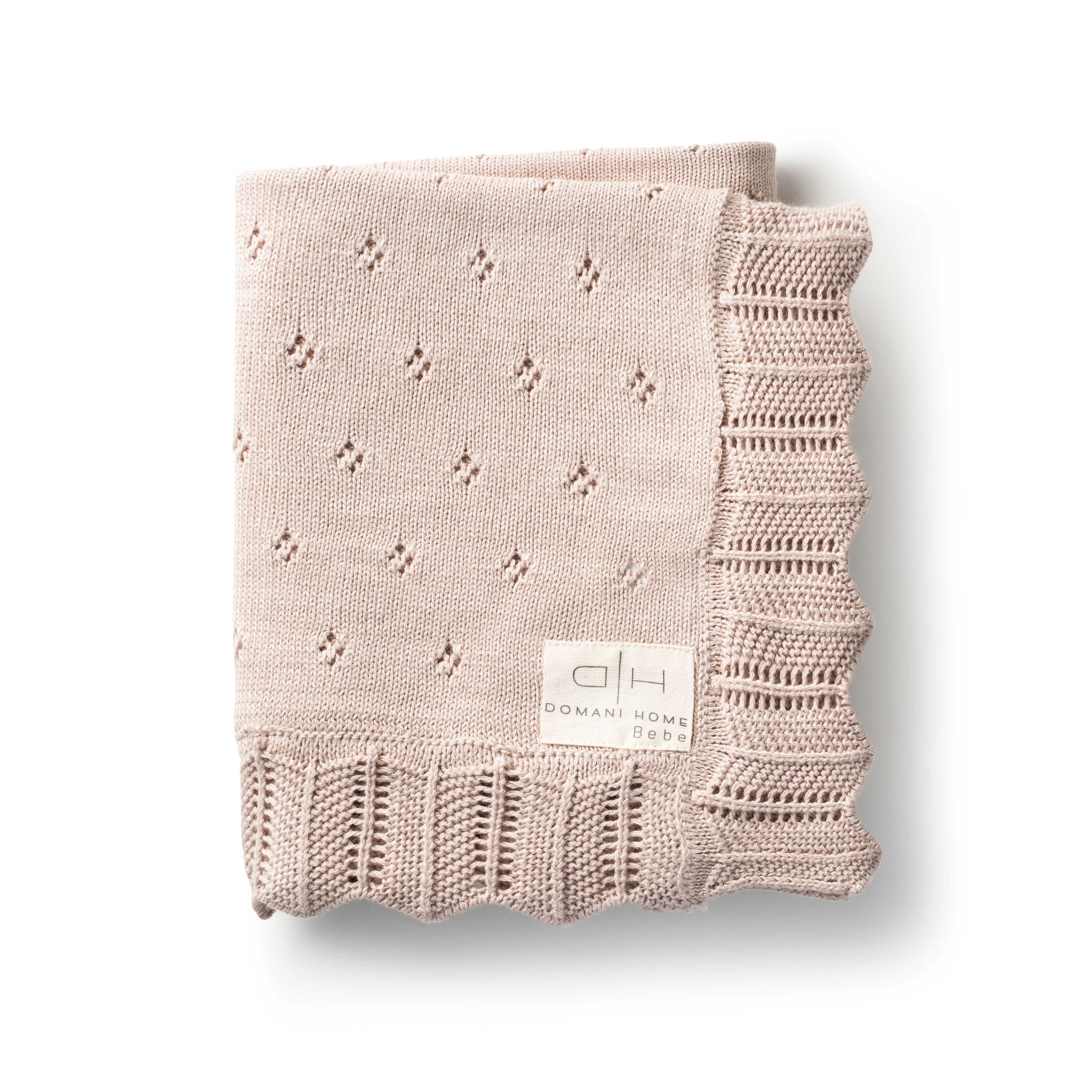 DH Scalloped Pointelle Blanket Blush Pink Rice - Image 2