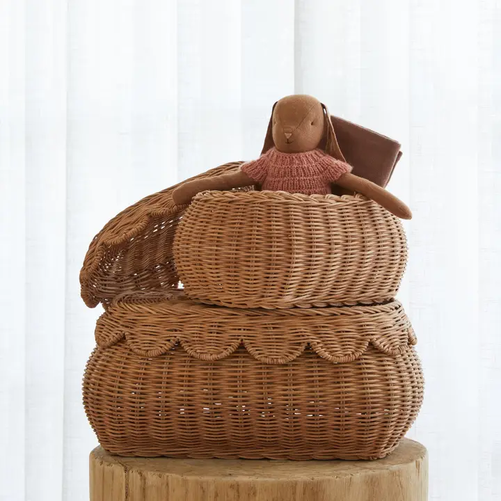 Flora Duo Rattan Basket Set of 2 - Mocca - Image 2