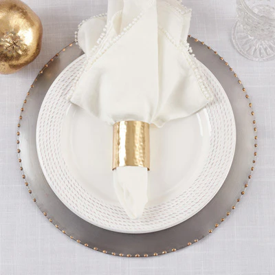 Hammered Napkin Ring 4PC - Image 2