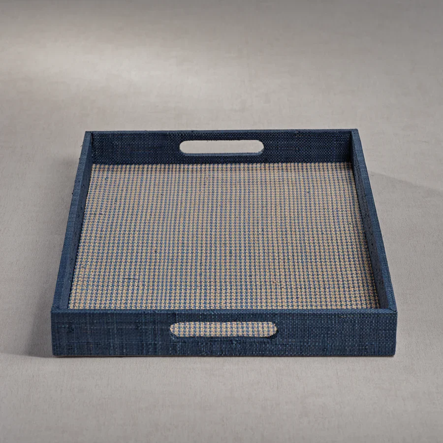 Houndstooth Raffia Tray - Image 3