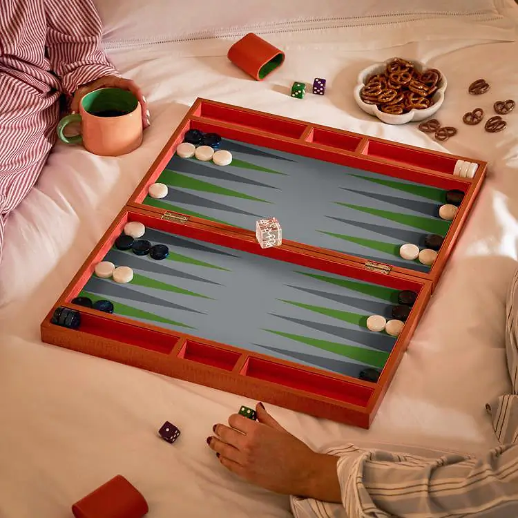 Lacquer Backgammon Orange Croc - Image 3