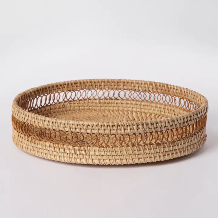Round Spiral Rattan Tray - Image 3