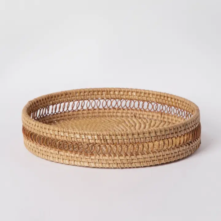 Round Spiral Rattan Tray - Image 4