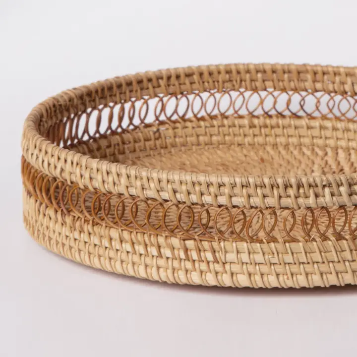 Round Spiral Rattan Tray - Image 5