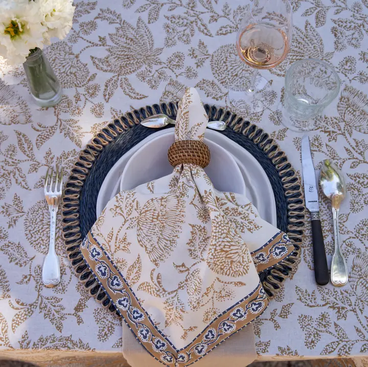 Chloe Blue & Brown Napkins Set of 4 - Image 3