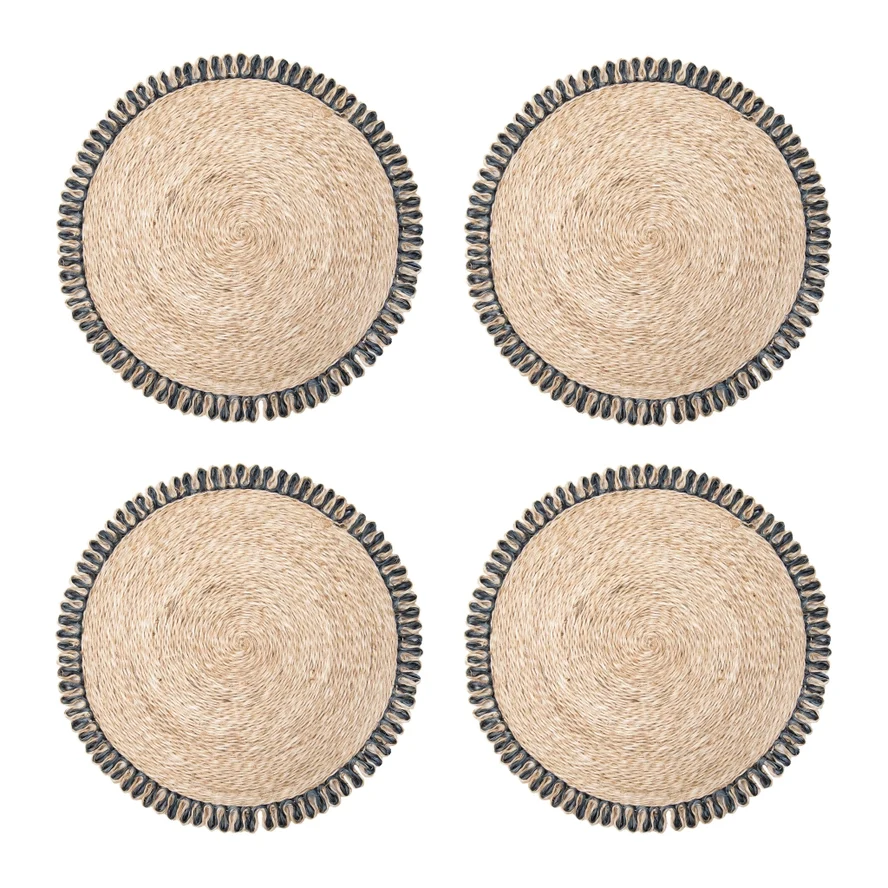 Loopy Abaca Natural & Navy Placemat Set of 4 - Image 3
