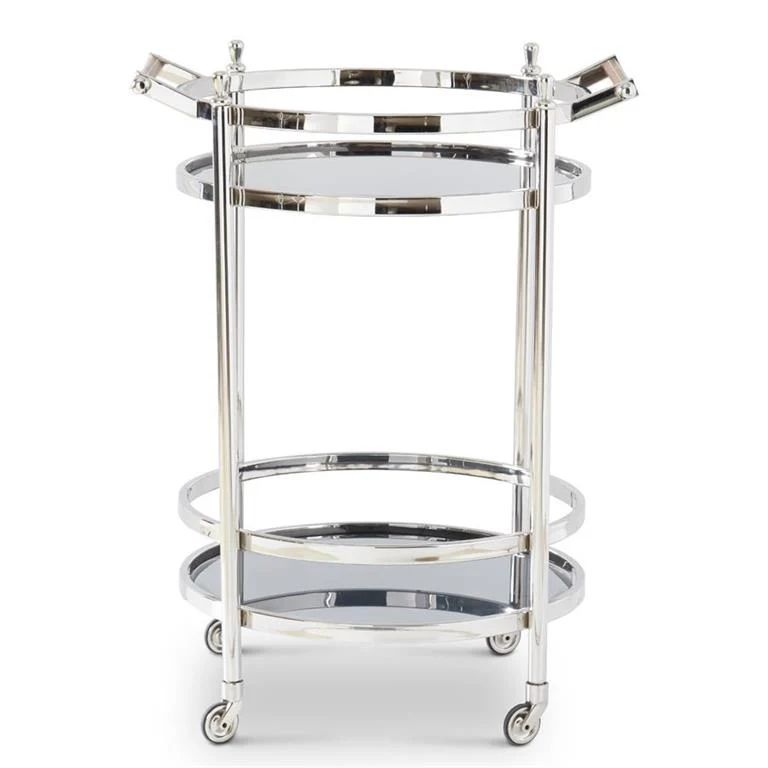 Round Bar Trolley With Smoked Glass Shelves