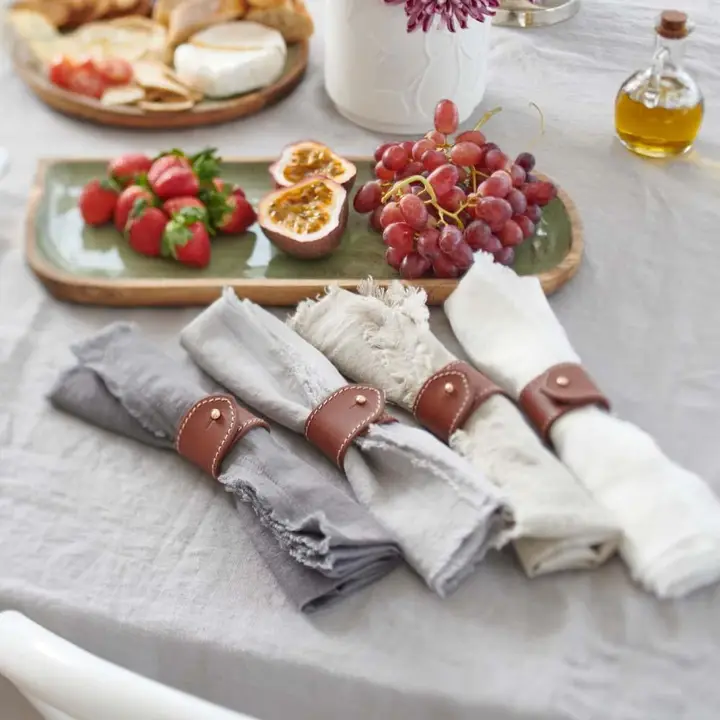 Soft Leather Napkin Rings Set of Four - Image 3