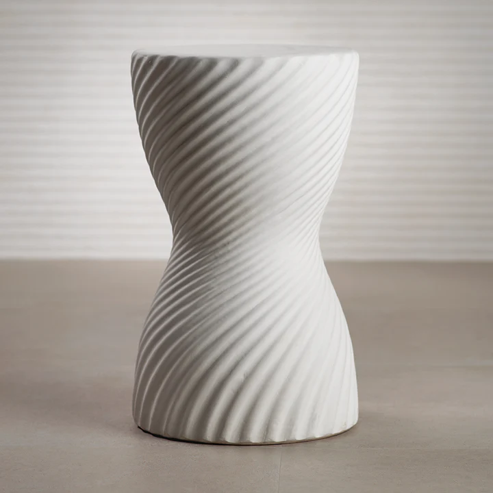 Twisted Ribbed Earthenware Stool - Image 2