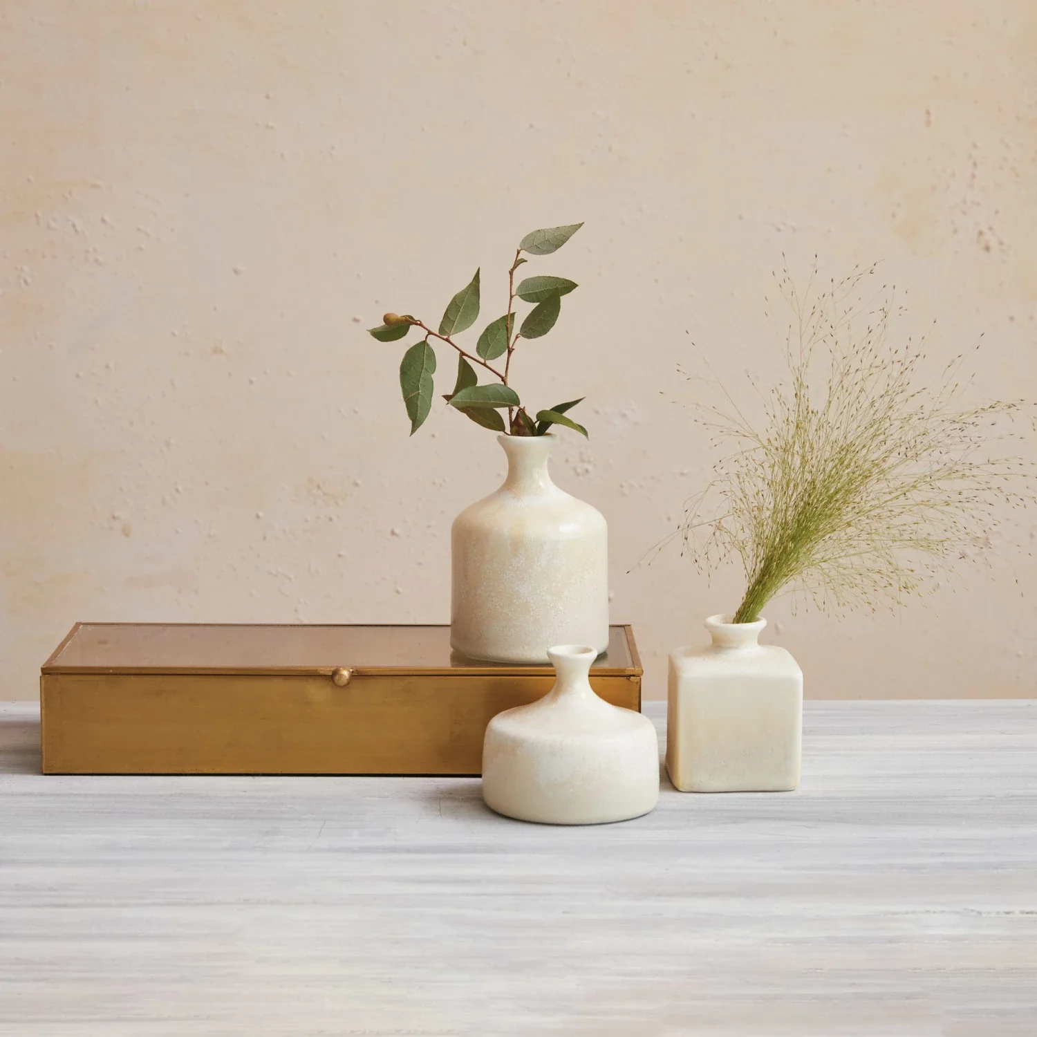 White Stoneware Vases Set of 3 - Image 2